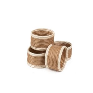 Hand Woven Napkin Rings - Tea & Natural White
