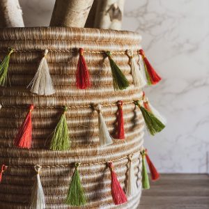 Sutton Woven Storage Basket and Holly Tassel Set - Grand Sutton Basket with Holly Tassel Strands (3)