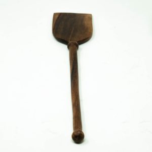 Hand Carved Wooden Spoon - Kenzie Blunt End - Dark Acacia Wood