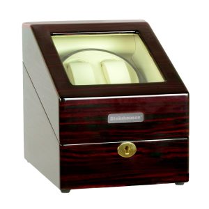 Steinhausen Heritage Double Watch Winder With Storage For 3 Watches, Ultra Quiet Motor and Multiple Modes - Cherrywood