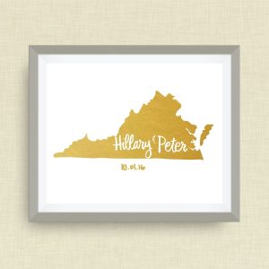 State Wedding Gift with Names - Custom Family Art Print - 11x14 4-5 locations