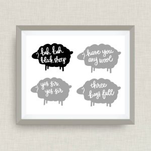 bah bah black sheep- Custom Nursery Art - Pick your colors! - 8x10 foil