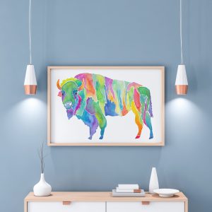 Bison Watercolor Art Print - 8x10 ink